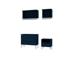 Manhattan Comfort Rockefeller 4-Piece Full Open Closet Wardrobe, Tatiana Midnight Blue 145GMC4